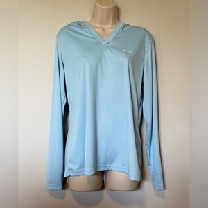 Columbia Pale Blue Hooded V-Neck Performance Top